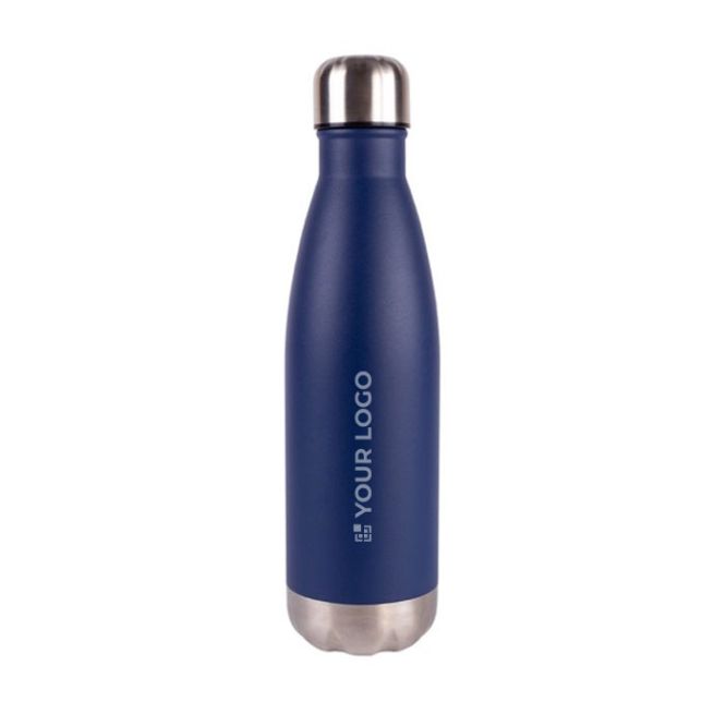 Botella de acero inox reciclado con tapón y base plateada 500ml