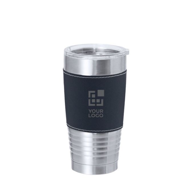 Vasos térmicos metalizados con banda de color 420ml