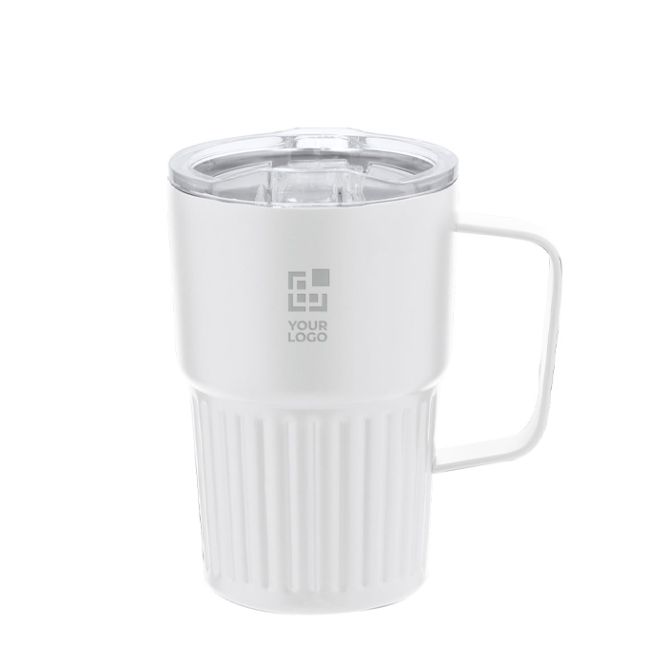 Taza térmica con diseño en relieve con tapa transparente 400ml