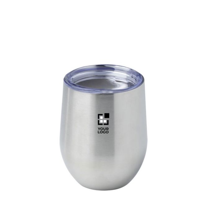 Vasos con logotipo de acero inoxidable y tapa a presión 350ml