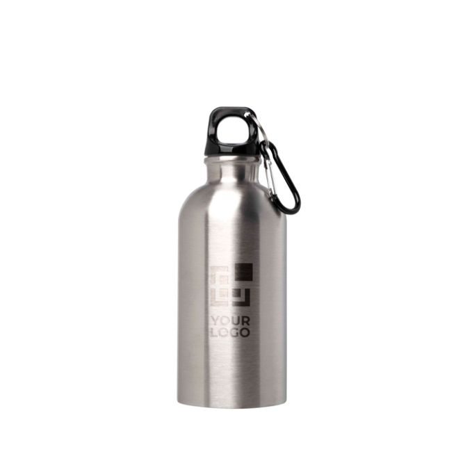 Botella de acero con mosquetón pequeña 400ml