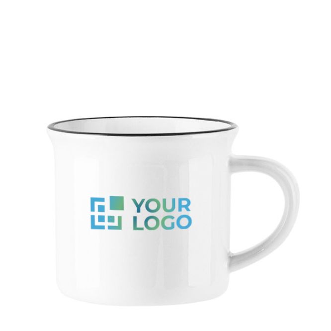 Taza para sublimar de cerámica con borde negro superior 340ml