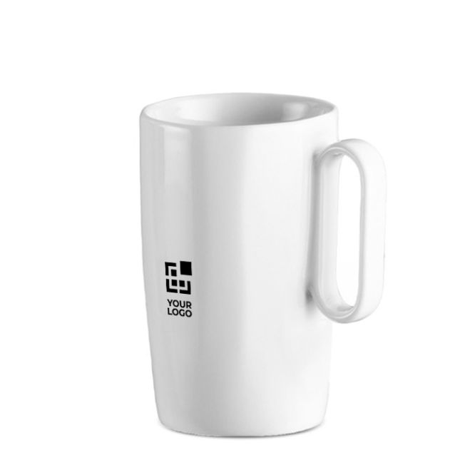 Tazas de cerámica con asa alargada de color blanco 330ml