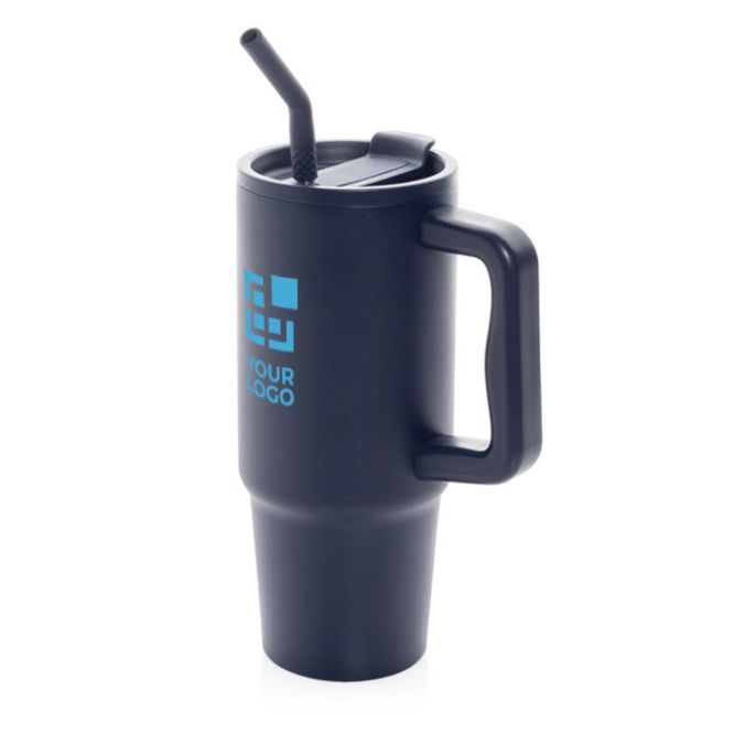 Botella térmica con logo de estilo moderno con pajita 900ml